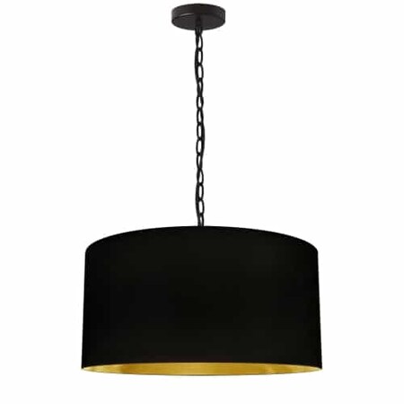 Dainolite 1Lt Braxton Medium Pendant, Blk/Gld Shade, Blk BXN-M-BK-698